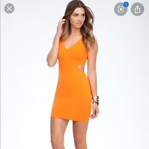 Bebe orange cut out dress